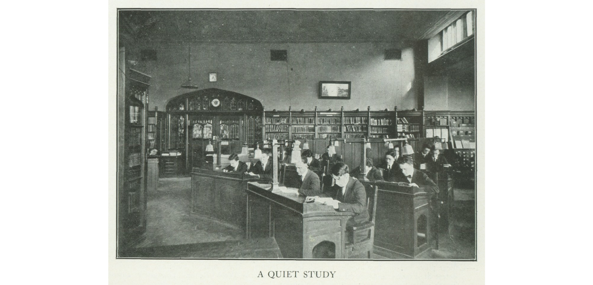 Historical photo of CCNY library quiet study room