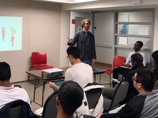 Man talking in classroom 
