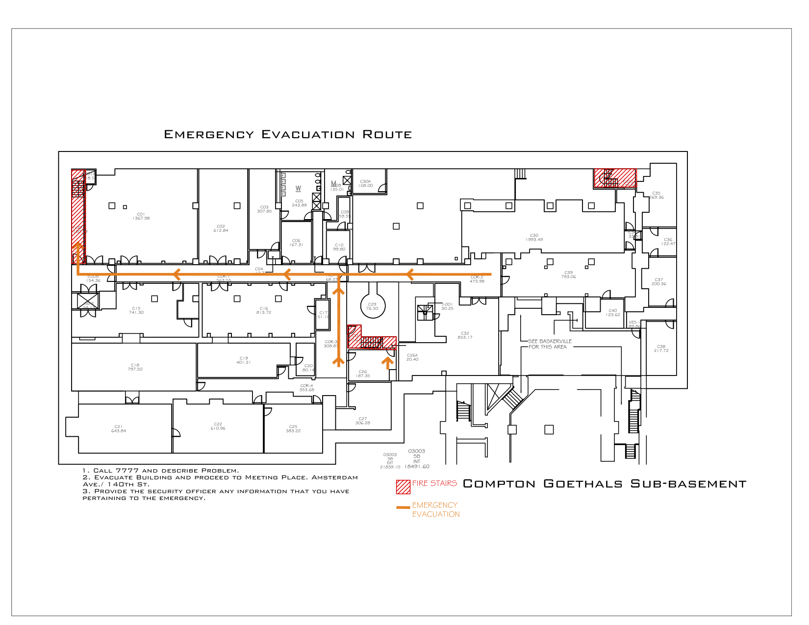 Compton Goethals Hall - Evacuation Routes 1