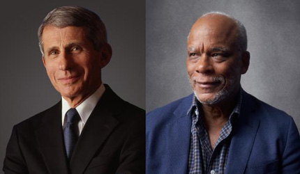 Anthony Fauci [left] and Stanley Nelson, CCNY's 2022 honorary degree recipients.