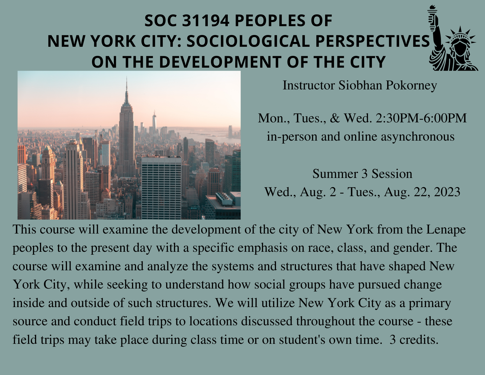 Sociology Summer 2023 Courses The City College of New York