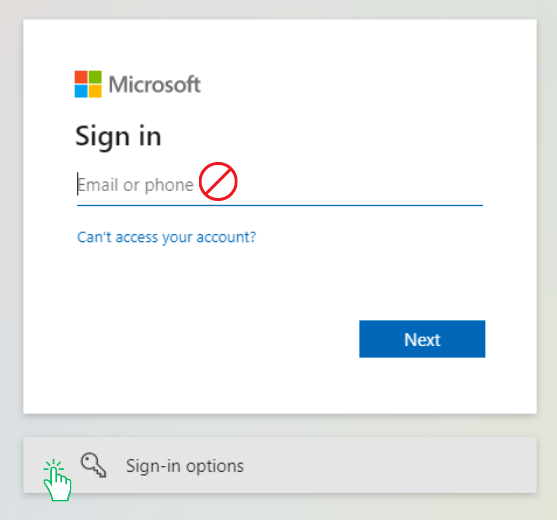 2. Click on "Sign-in options" at the bottom