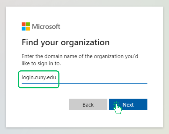 4. Enter the following as the domain name: "login.cuny.edu"