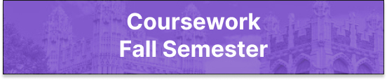 Coursework Year 3 Fall Semester 