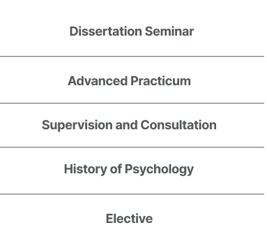 Dissertation Seminar, Advanced Practicum, Supervision and Consultation, History of Psychology, Elective