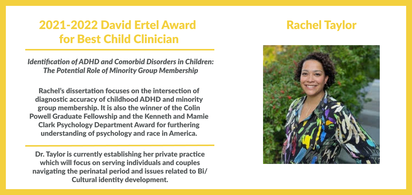 Rachel Taylor 2021-2022 David Ertel Award for Best Child Clinician 
