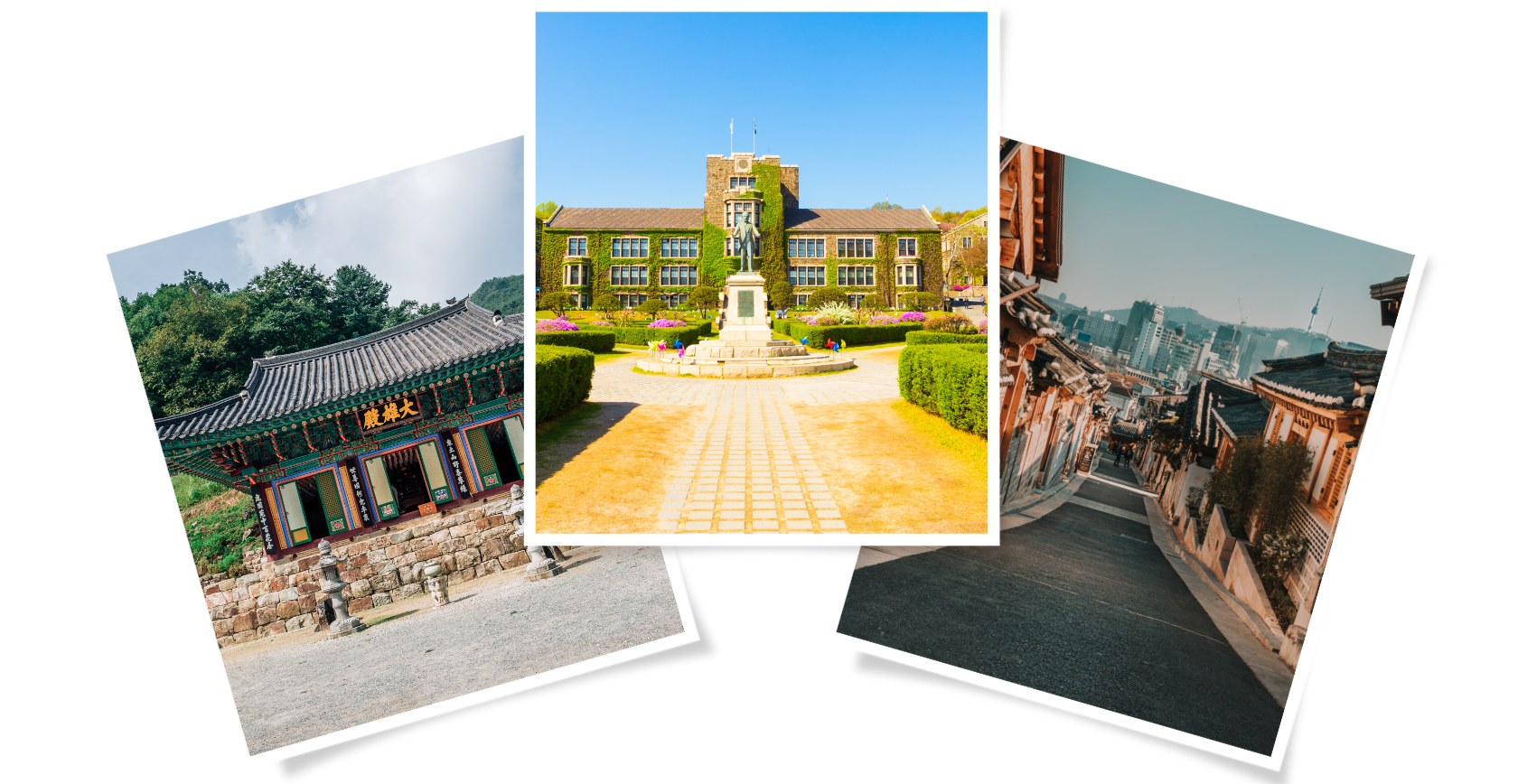 Guryongsa temple in Chiaksan mountain national park, Yonsei University, Hanok village in South Korea