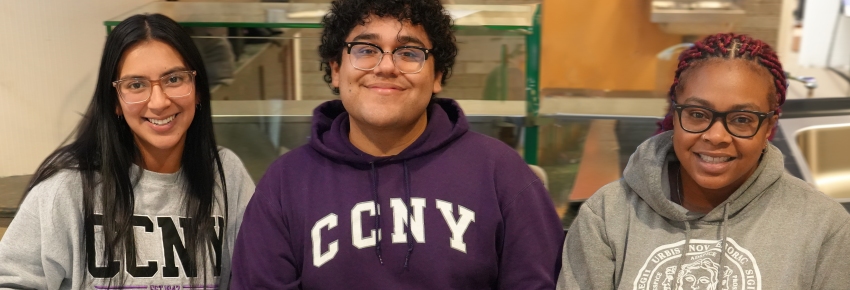 CCNY community members in CCNY hoodies