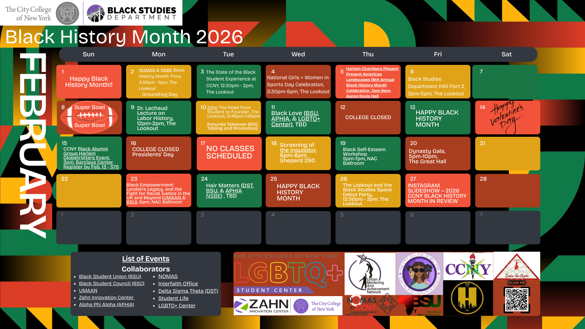 2026 CCNY Black Studies Department Calendar