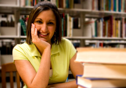 Student in the library