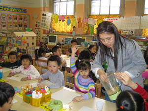 Student teacher and her students