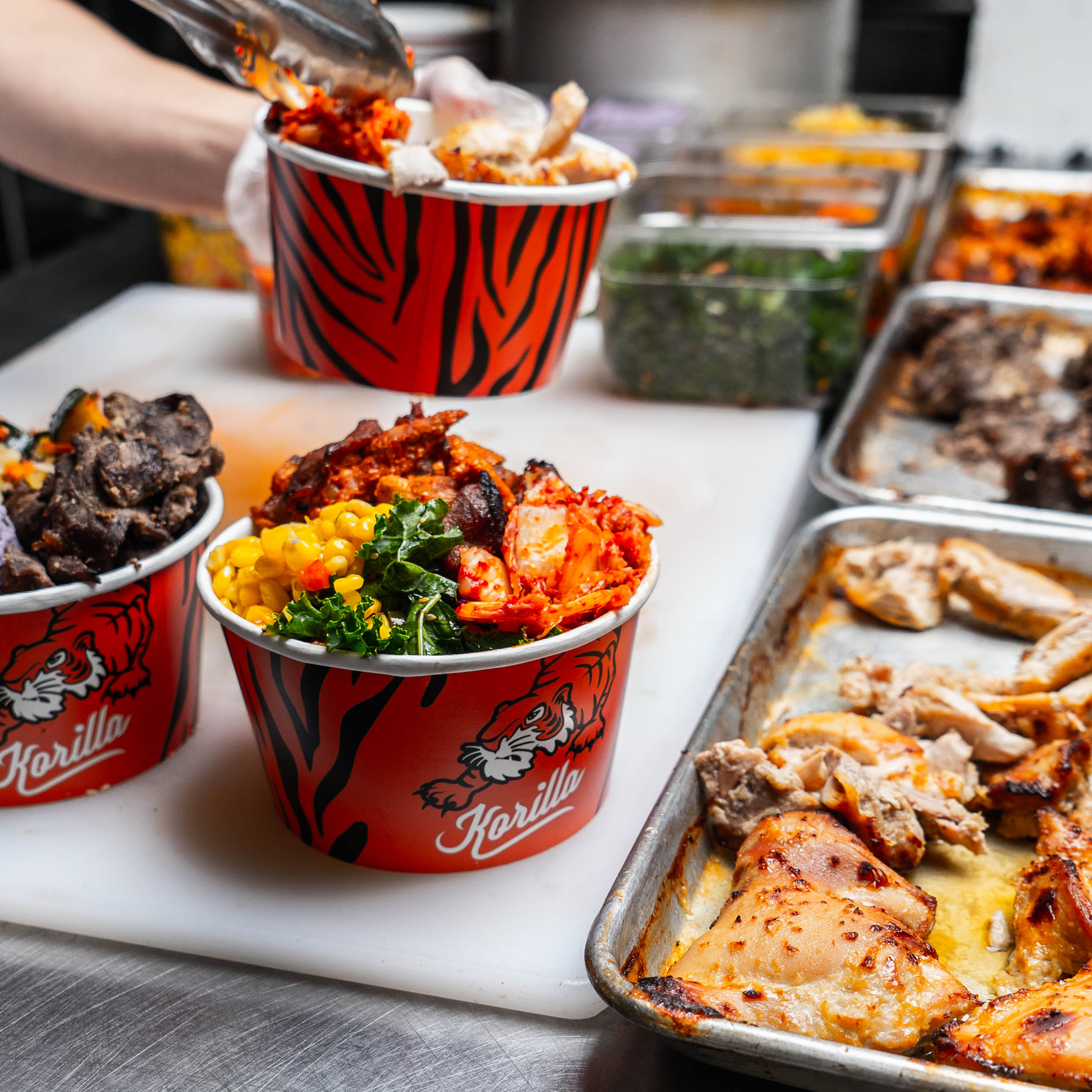 Korilla food truck food photo with logo displayed