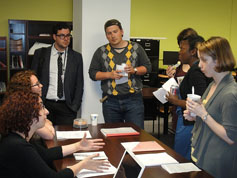 Students and professors discussing