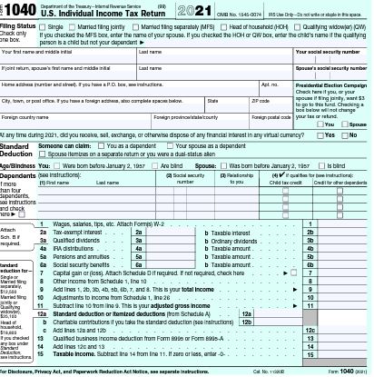 1040 federal tax return page 1