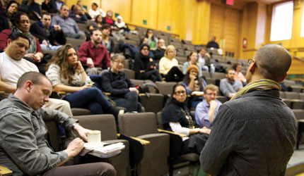 Student In class with profeser 