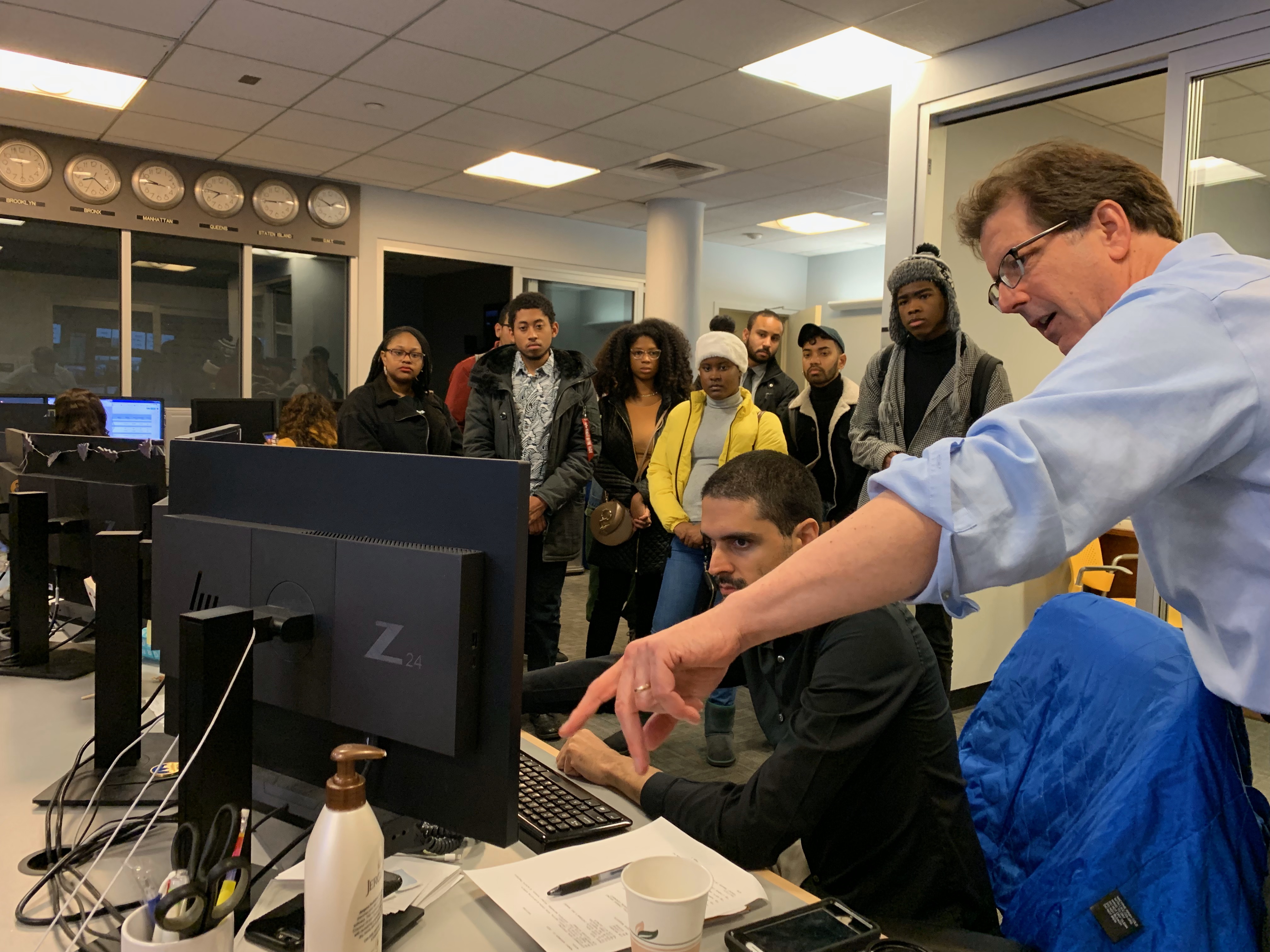 City College Journalism Students at Spectrum News NY1 with Managing Editor Joel Siegel