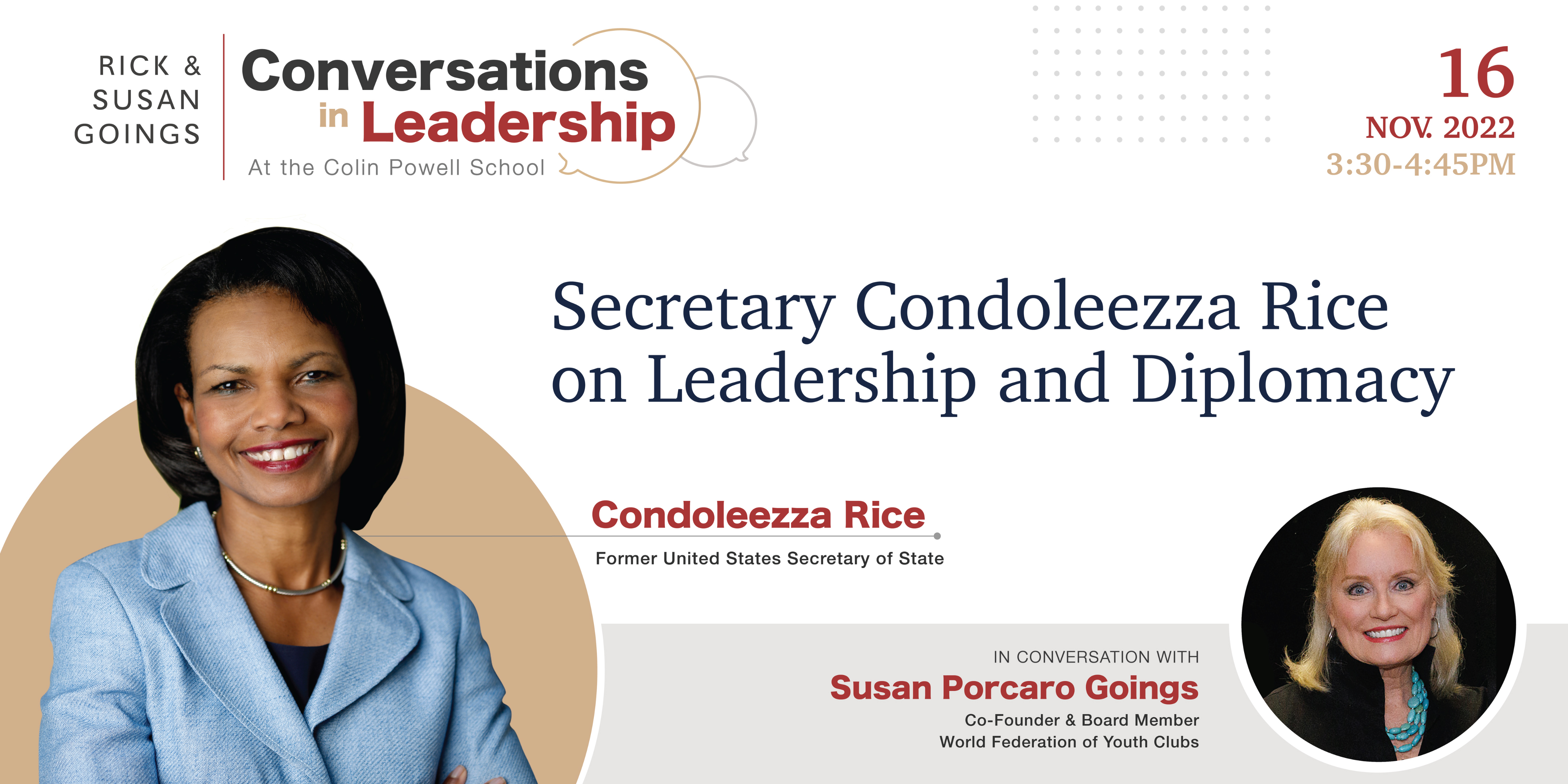 Conversation in Leadership: Condoleezza Rice Event Poster