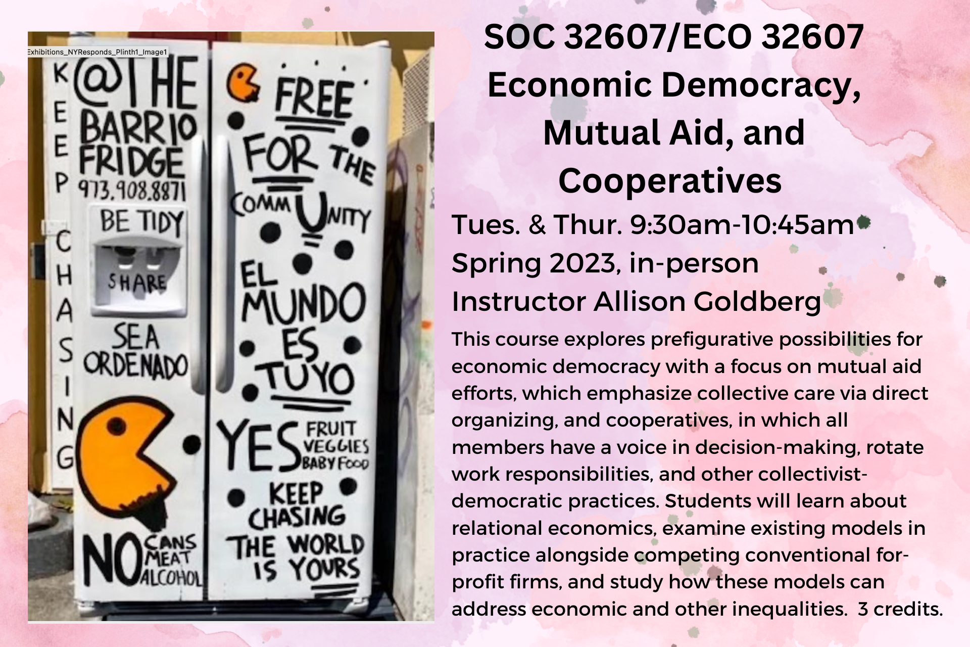 SOC 32607/ECO 32607 Economic Democracy, Mutual Aid, and Cooperatives Spring 2023 Course