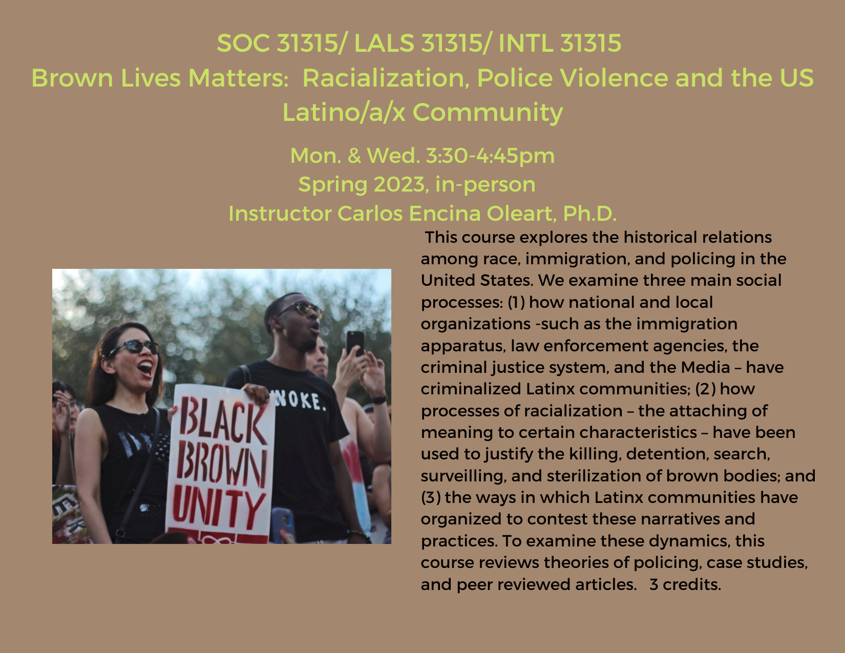 ColinPowellSchool CCNY Sociology SOC 31315 Brown Lives Matter Spring 2023 Course