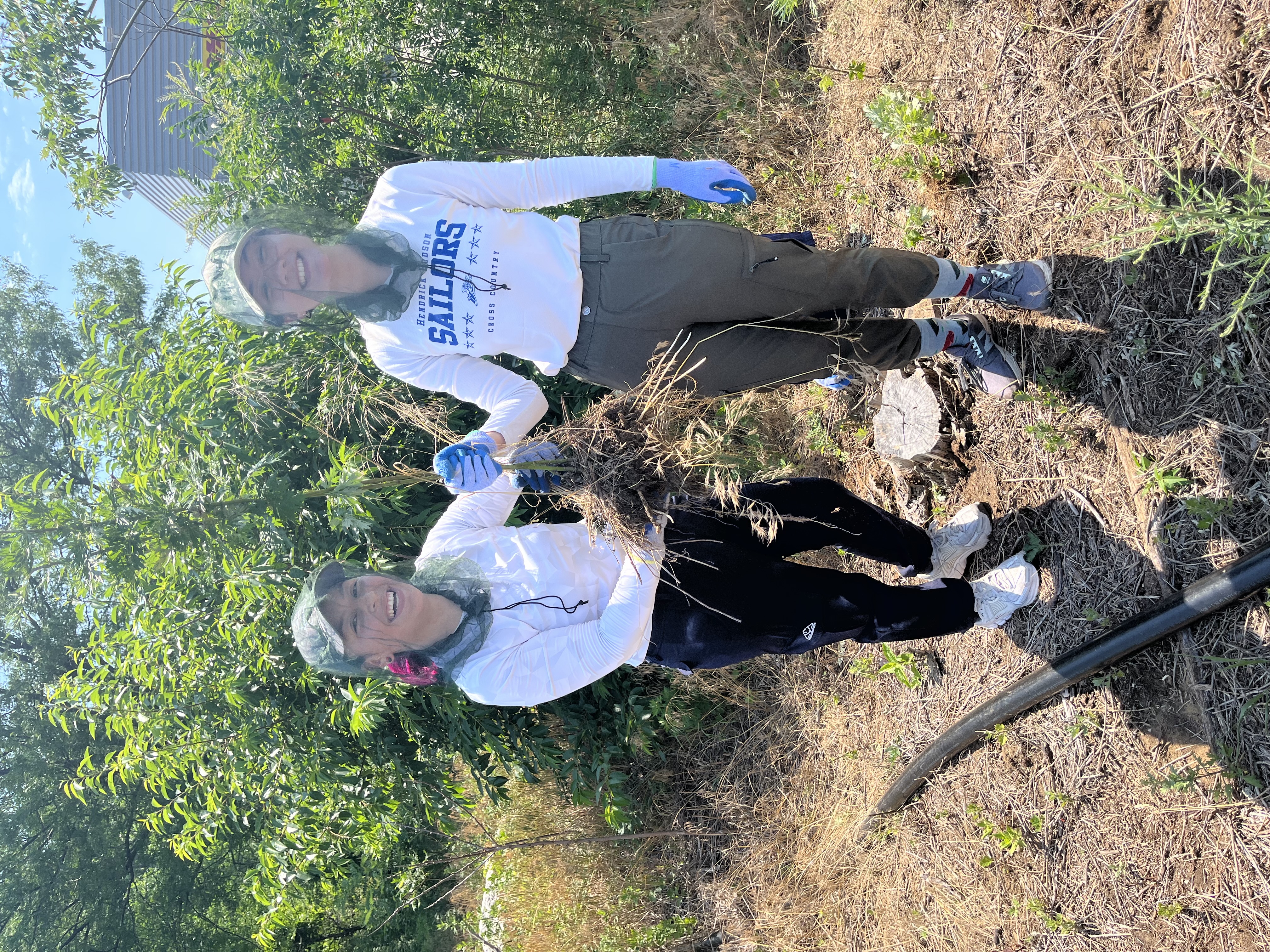 Science Learning & Public Engagement student Diana Lauri (left) with another Natural Area Conservancy’s Summer 2022 CUNY intern pulls up mugwort, an invasive species in NYC. By removing these plants, they are giving native meadow plants in Idlewild Park in Queens a chance to thrive.