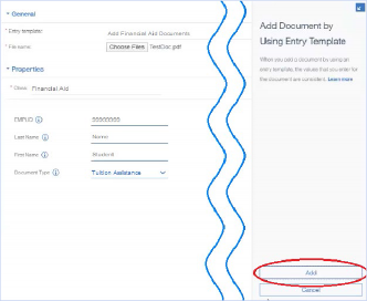 Student Document Repository page with Add button circled