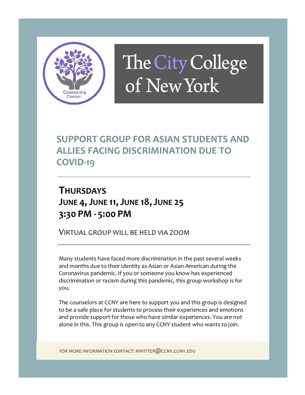 SUPPORT GROUP FOR ASIAN STUDENTS AND ALLIES FACING DISCRIMINATION DUE TO COVID-19