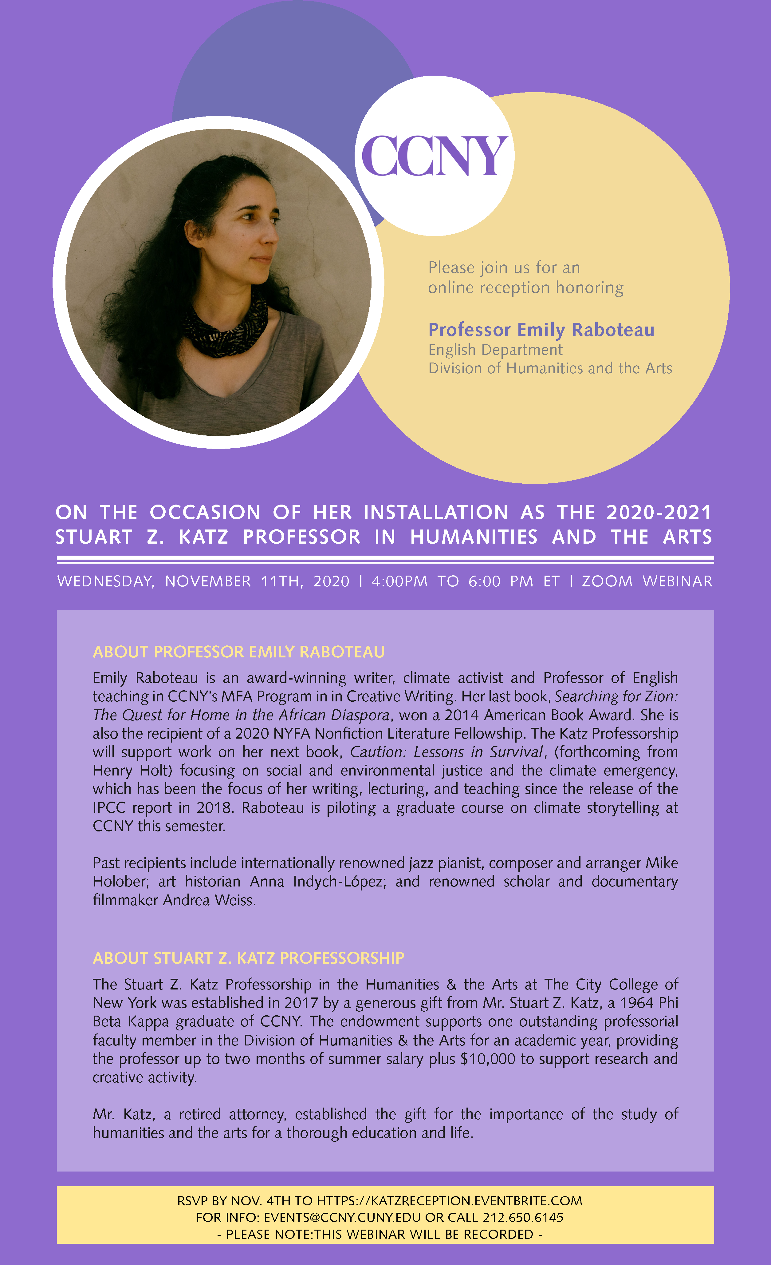Katz Professorship-Prof Emily Raboteau