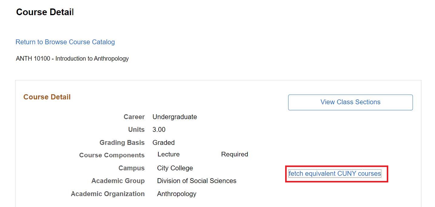 fetch equivalent CUNY Courses