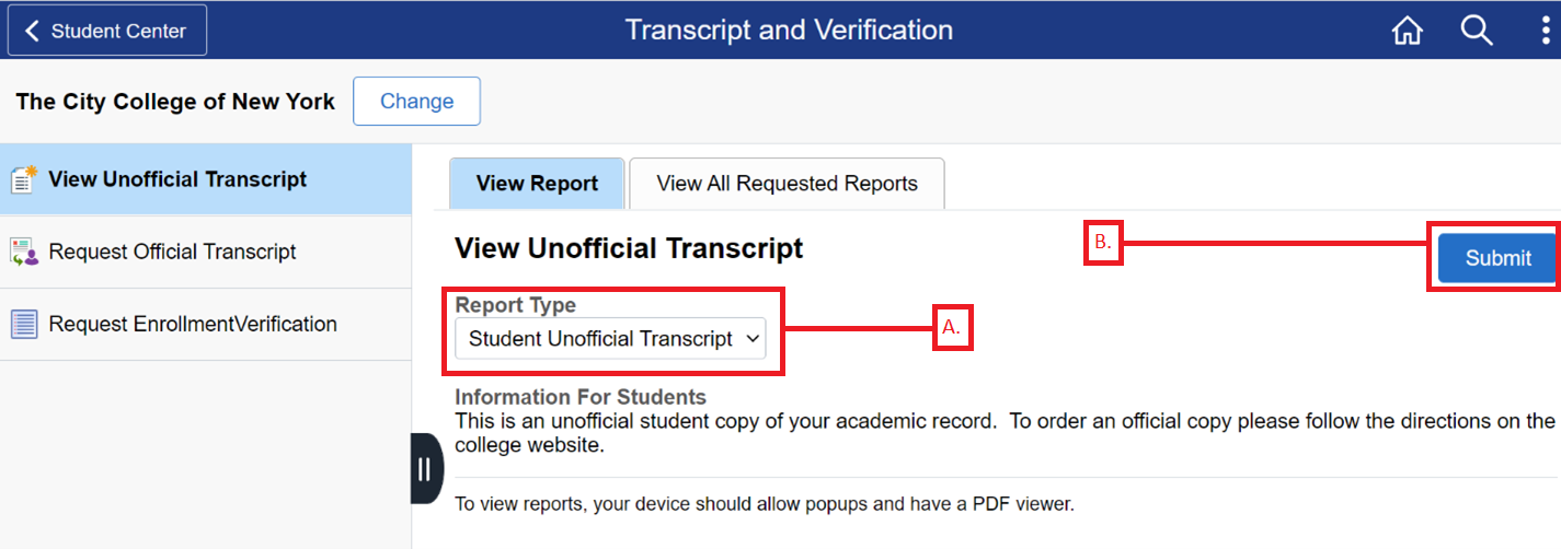 Select Report Type