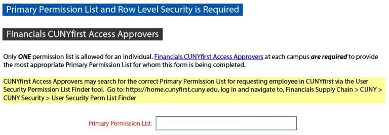 Primary Permission List