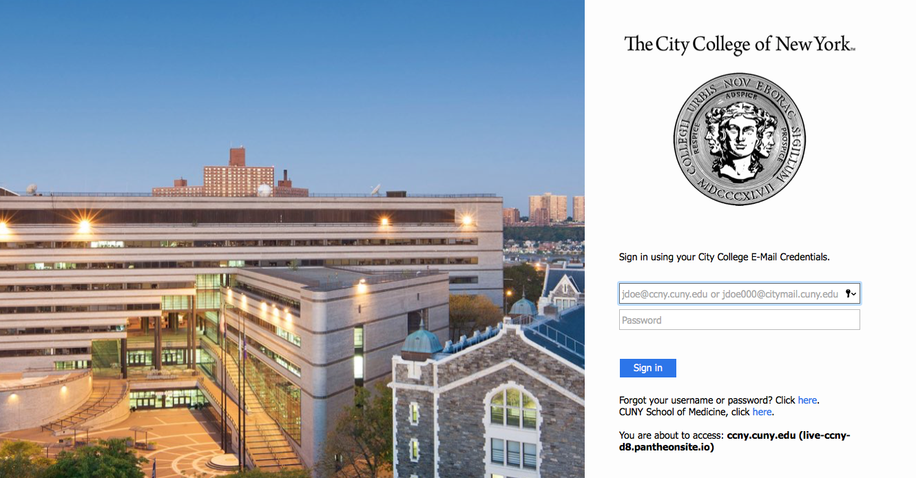 CCNY SSO login page