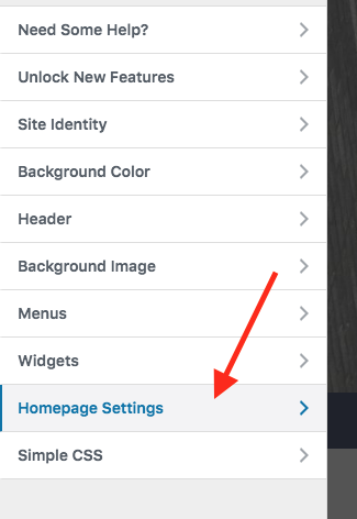 Homepage Settings 