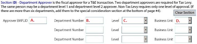 Section D Department Approver