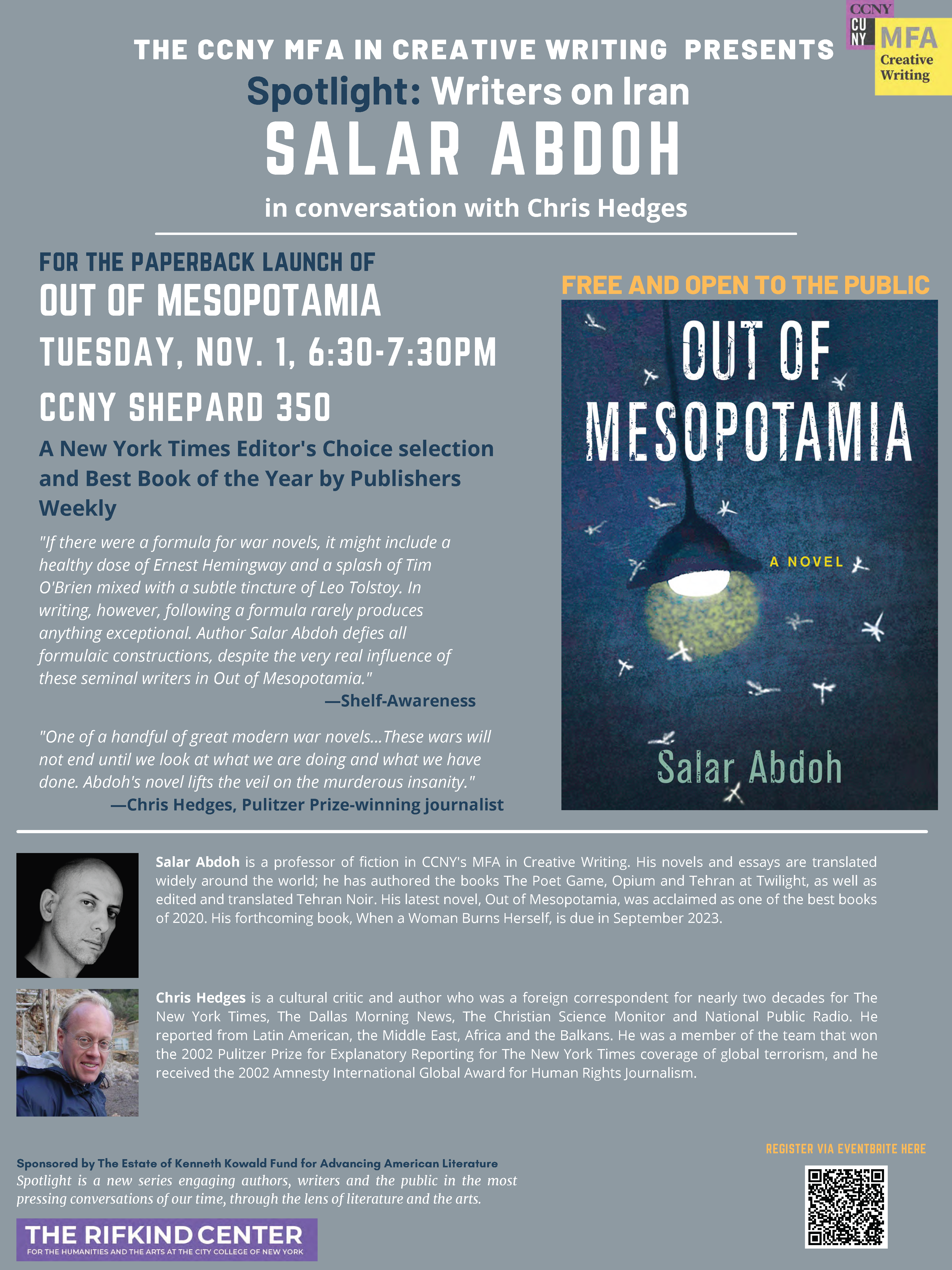 Salar Abdoh - book launch Out of Mesopotamia