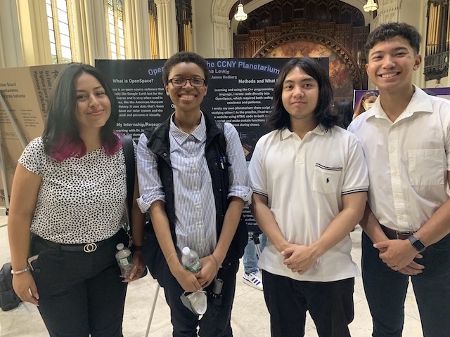 From left to right: SLPE students Diana Yauri, Tiana Lewis, Aristotle Aung, Rafael Cruz