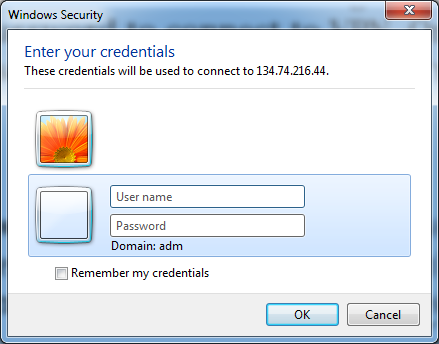 entering credentials
