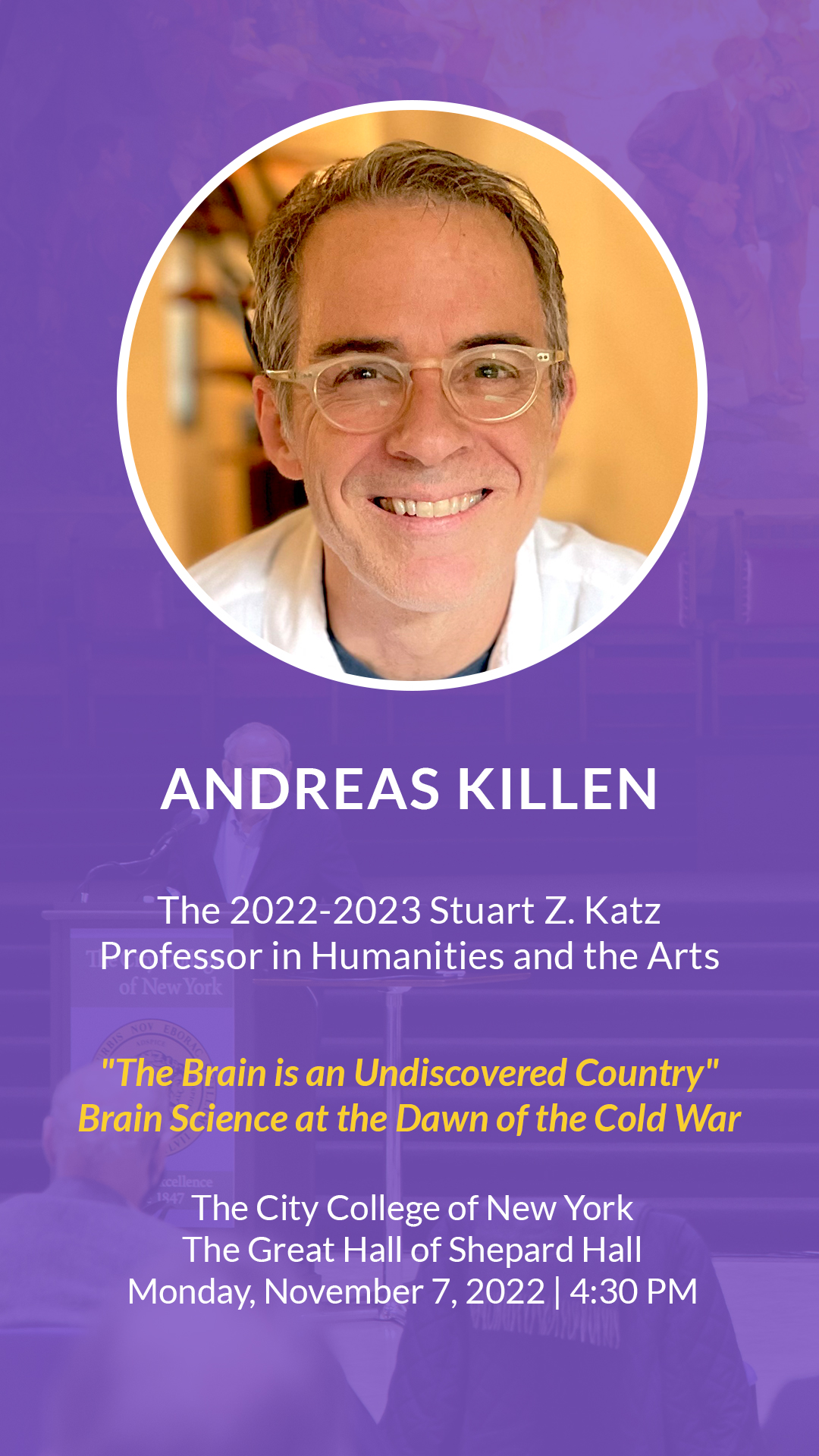 Katz Professor 2022-2023 Andreas Killen