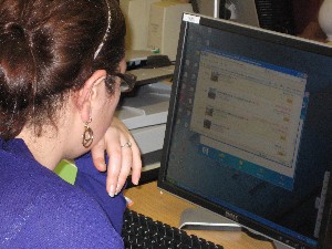 Student working on computer