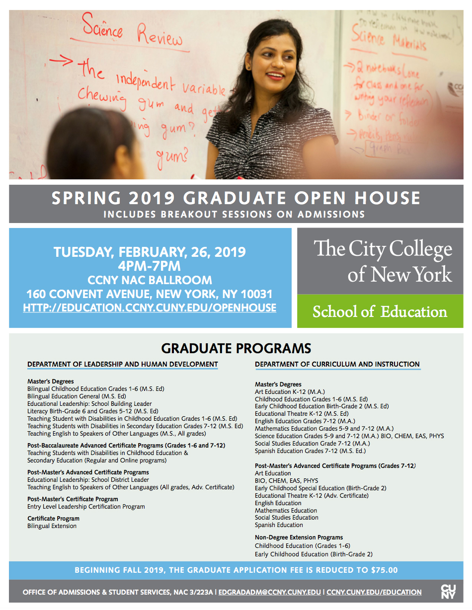 School of education - open house flyer 2019 - text found below this image School of education - open house flyer 2019 - text found below this image