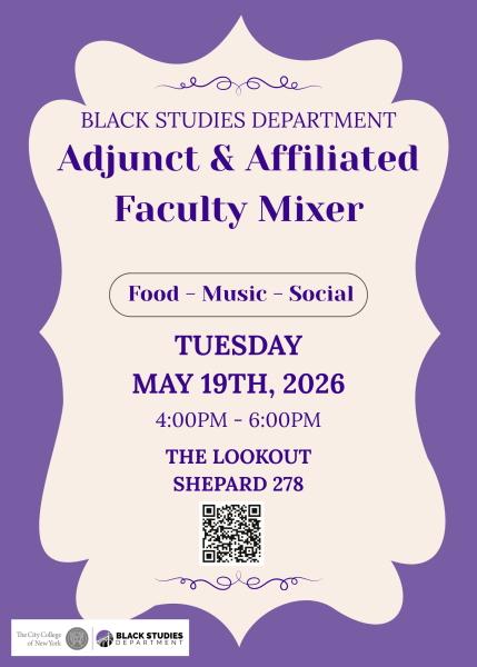 Purple and Cream Black Studies Adjunct and Affiliated Faculty Flyer