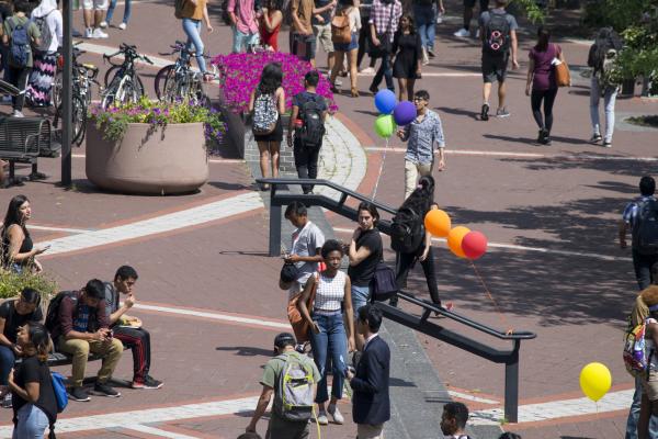 NAC plaza with students