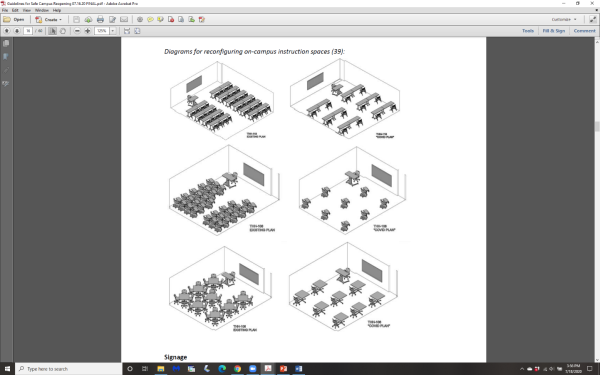 Diagrams for re-configuring on-campus instruction spaces