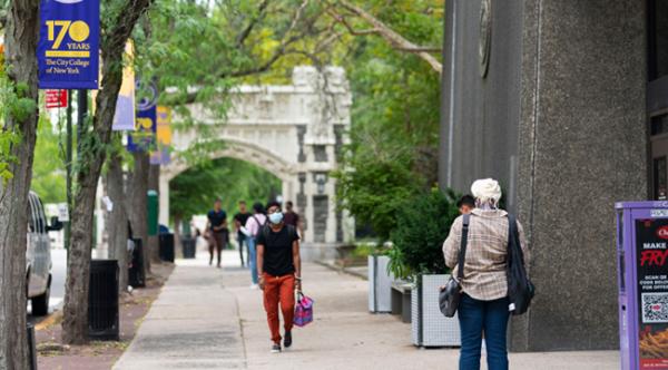 CCNY campus and students walking