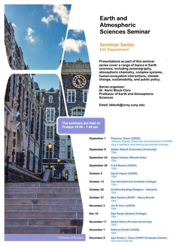 Fall 2023 CCNY EAS Seminar Schedule