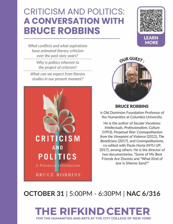 A Conversation with Bruce Robbins about his book 'Criticism and Politics: a Polemical Introduction'