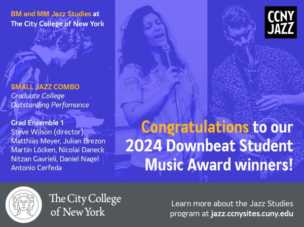 CCNY Jazz Graduate Ensemble 1 named Downbeat student winners