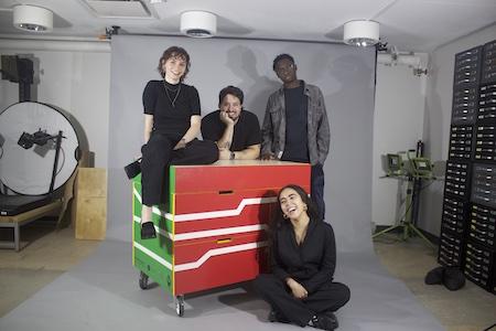 Spitzer Students and the mobile learning workstation they designed a for a local children’s hospital.