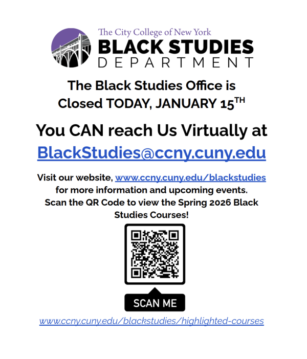 Black Studies Office Closed Today, January 15, 2025