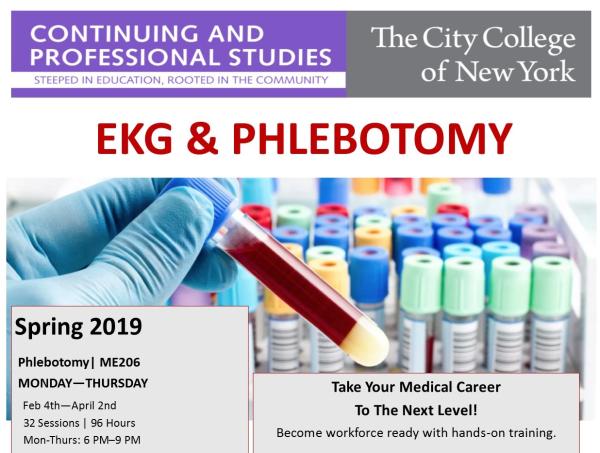 New course offerings from Continuing and Professional Studies at CCNY include Phlebotomy