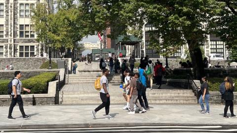 Students walking on campus